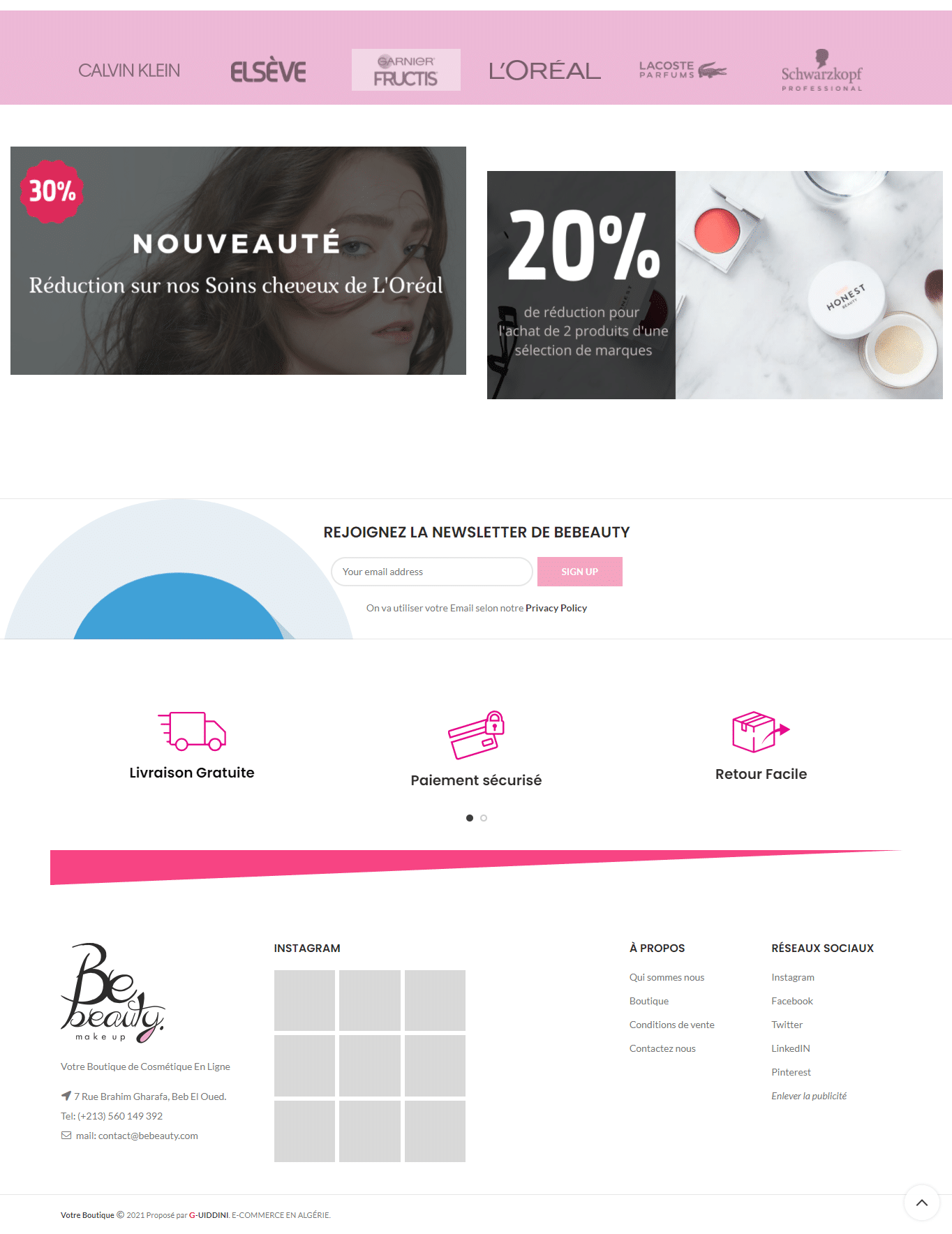 Boutique en ligne pour votre cosmétique en Saas – Certifié CIB متجر إلكتروني مجهز للدفع بالبطاقات