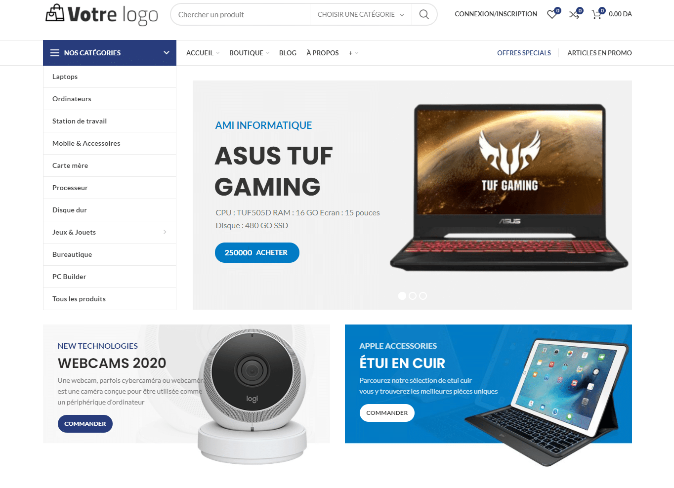 Boutique en ligne informatique en Saas – Certifié CIB متجر إلكتروني مجهز للدفع بالبطاقات