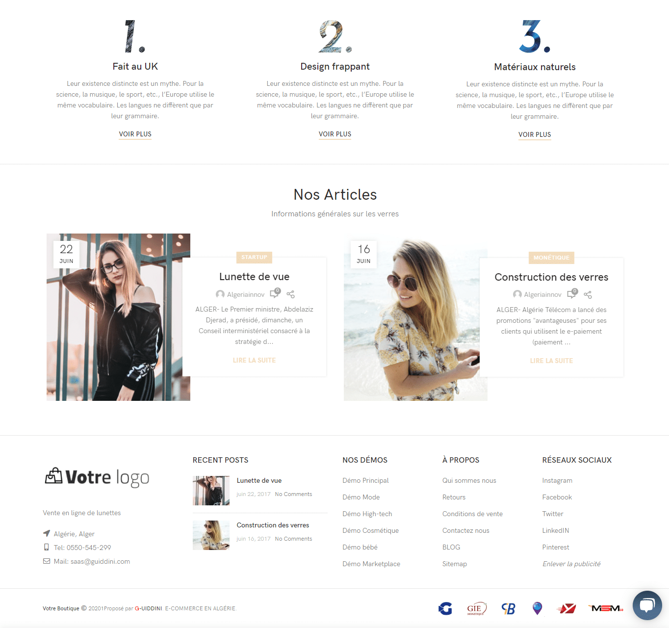 Boutique en ligne de vente de lunette en Saas – Certifié CIB متجر إلكتروني مجهز للدفع بالبطاقات
