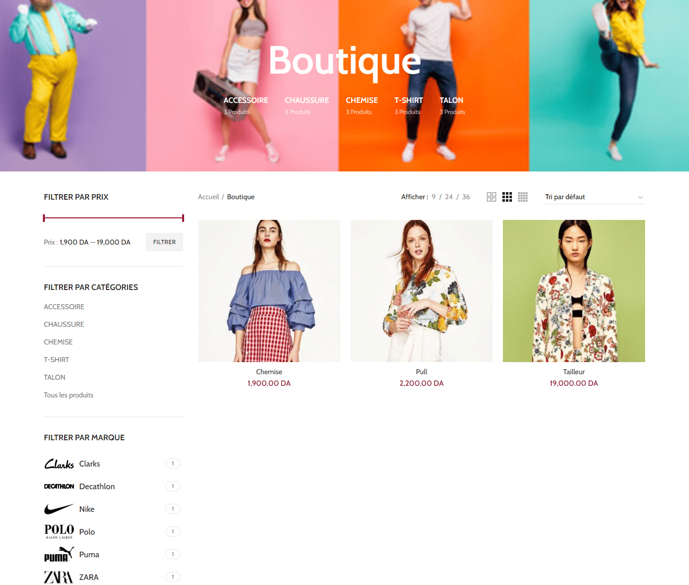 Boutique vêtement en Saas – Certifié CIB متجر إلكتروني مجهز للدفع بالبطاقات