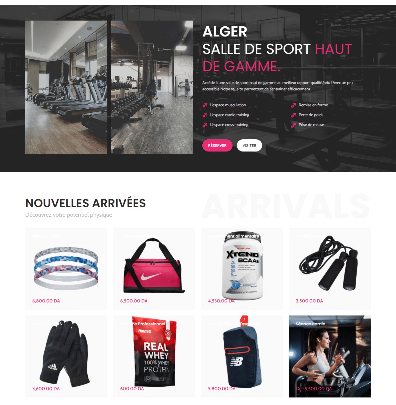 Boutique pour votre salle de sport en Saas – Certifié CIB متجر إلكتروني مجهز للدفع بالبطاقات